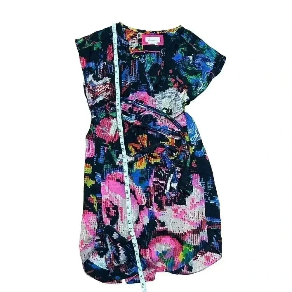 Anthropologie Astrid Needlepoint Floral Pockets V-Neck Mini Dress Modal Size Med - Picture 6 of 9